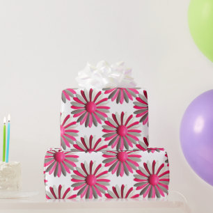 Pink MOD Daisy Flower Spring Summer Garden Wedding Wrapping Paper