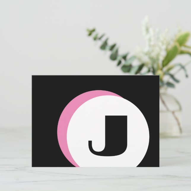 PINK Mod Monogram Bold Initial Note Card (Standing Front)