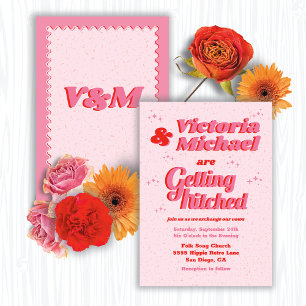 Pink Mod Retro Wedding Invitation
