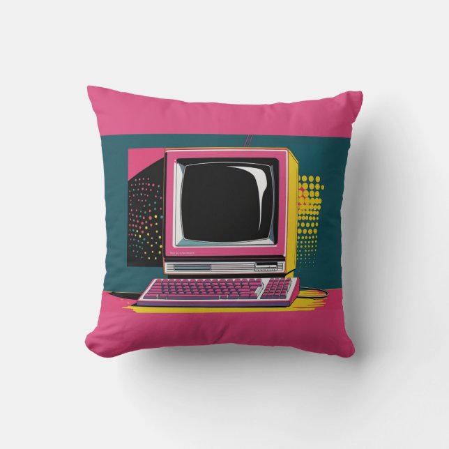 Pink Modern Art Vintage Computer Pillow (Front)