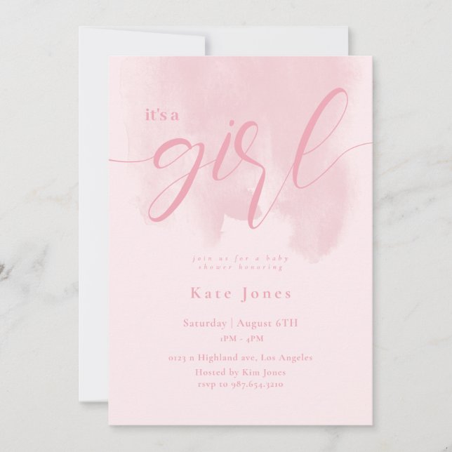 Pink Modern Baby Shower Invitation (Front)