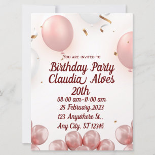 Pink Modern birthday Party invitation