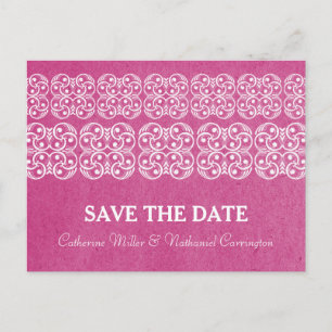 Pink Modern Bohemian Save the Date Postcard