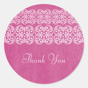 Pink Modern Bohemian Thank You Stickers
