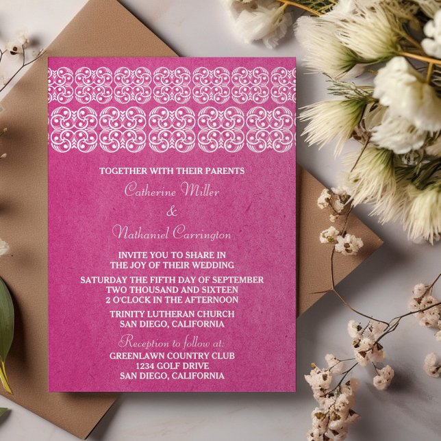 Pink Modern Bohemian Wedding Invite (Pink Modern Bohemian Wedding Invite)