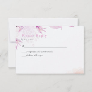 Pink Modern Boho Floral Wedding RSVP Card