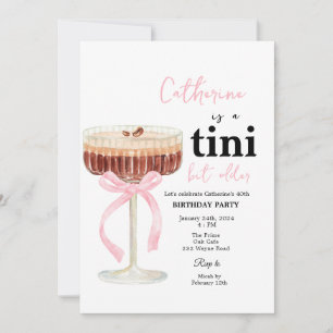 Pink Modern Bow Coffee Cocktail Birthday Invitation
