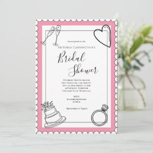 Pink Modern Bridal Shower Invitation