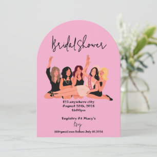 pink modern bridal shower invitations