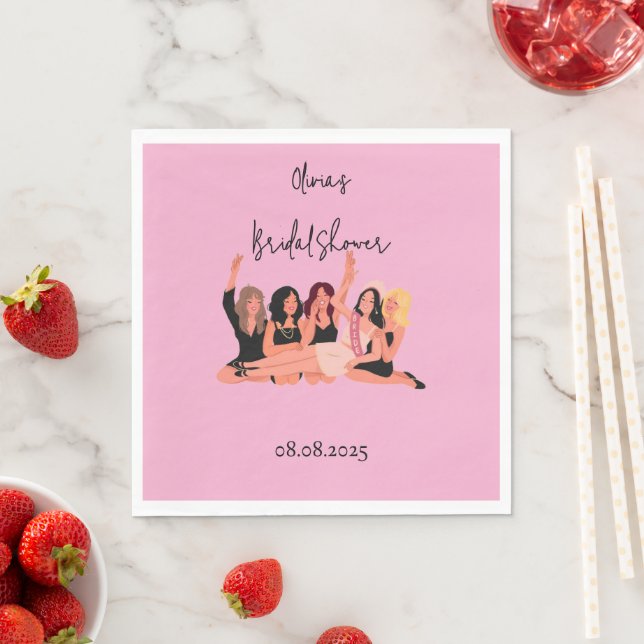 pink modern bridal shower napkin (Insitu)