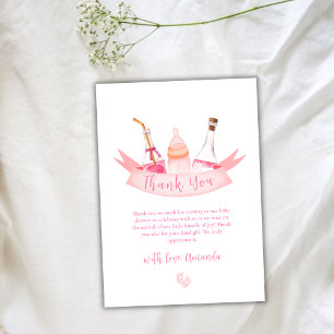 Pink Modern Champagne Bottles Feet Baby Shower  Thank You Card