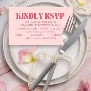 Pink Modern Chic Retro Photo Wedding RSVP Card