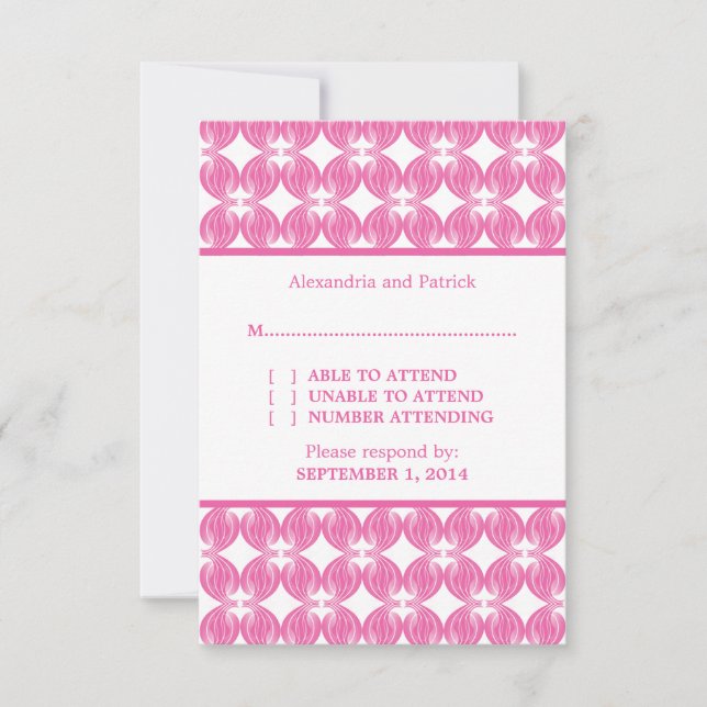 Pink Modern Deco Response Card (Front)