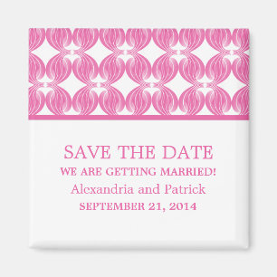 Pink Modern Deco Save the Date Magnet