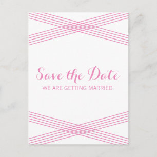 Pink Modern Deco Save the Date Postcard