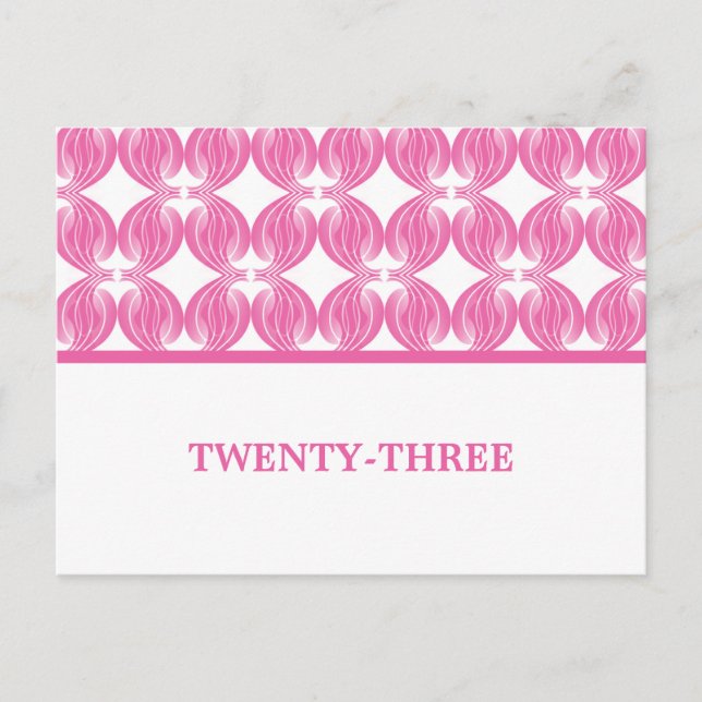 Pink Modern Deco Table Number Postcard (Front)