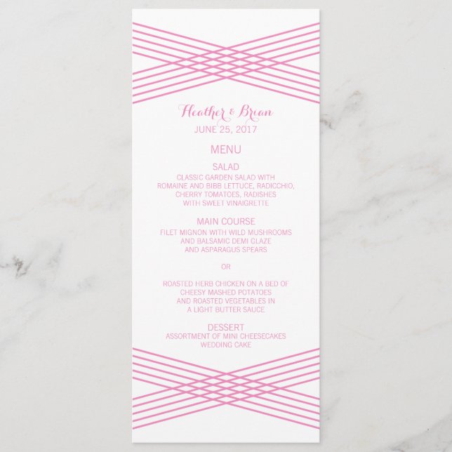 Pink Modern Deco Wedding Menu (Front)