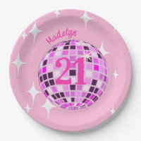 Pink Modern Disco Mirror Ball 21st Birthday