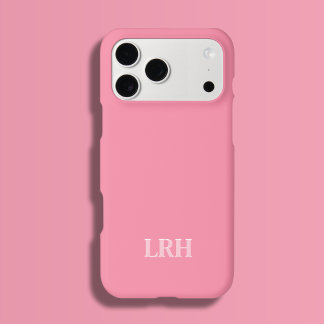 Pink Modern Double Layer Simple Initial Monogram iPhone 15 Pro Case