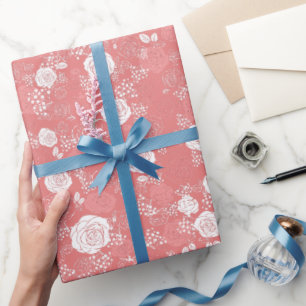 Pink Modern & Elegant Floral Pattern Wrapping Paper