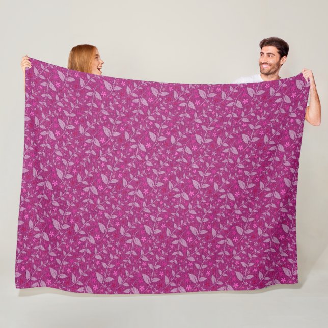 Pink Modern Elegant Popular Floral Fleece Blanket (In Situ)