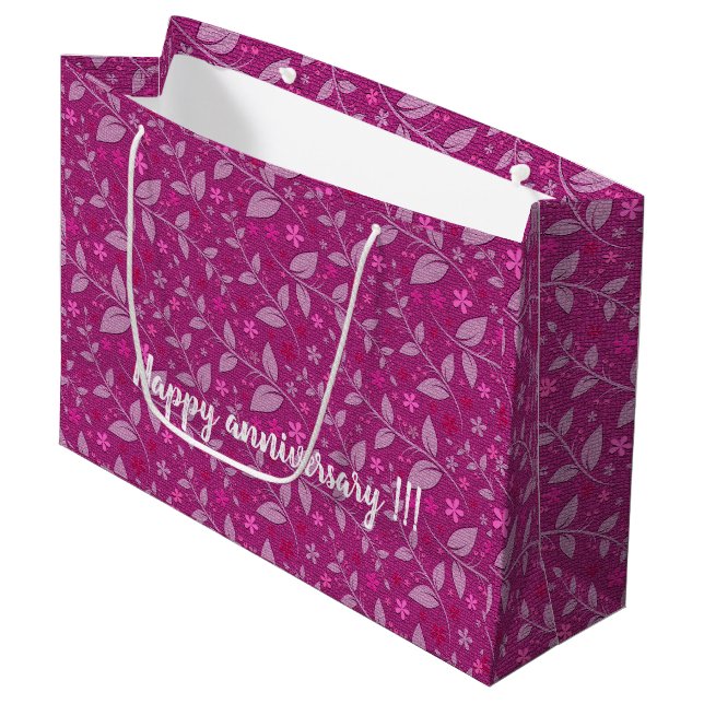 Pink Modern Elegant Popular Floral Large Gift Bag (Front Angled)