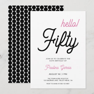 Pink Modern Elegant Script 50th Birthday Invitation