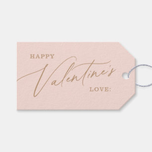 Pink Modern Elegant Script Happy Valentine's Day Gift Tags
