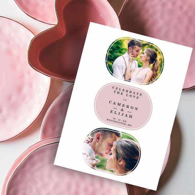 Pink Modern Fancy Oval Wedding 2 Multi Photos  Save The Date (Creator Uploaded)