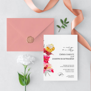Pink modern floral abstract Wedding Invitation