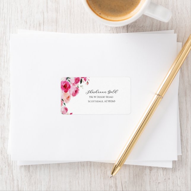 Pink Modern Floral Bat Mitzvah  Label (Insitu)