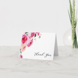 Pink Modern Floral Bat Mitzvah  Thank You Card