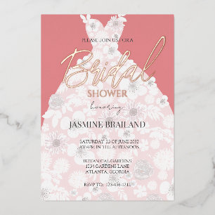 Pink Modern Floral Gown Bridal Shower Rose Gold