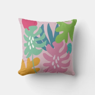 Pink modern floral tropical abstract simple art  cushion