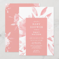 Pink Modern Floral Watercolor Baby Shower