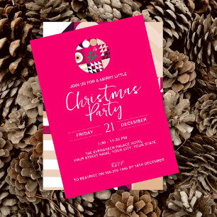 Pink Modern Geometric Christmas Party Invitation