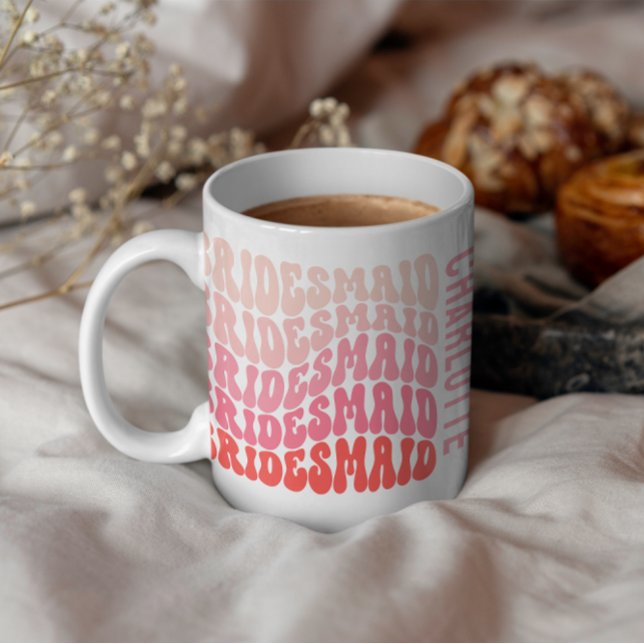 Pink modern girly retro 60's simple bridesmaid  coffee mug (Creator Uploaded)