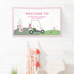 Pink Modern Golf Baby Shower Banner