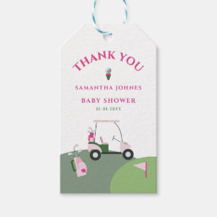 Pink Modern Golf Baby Shower Gift Tags