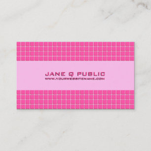 Pink Modern Grid Business Card