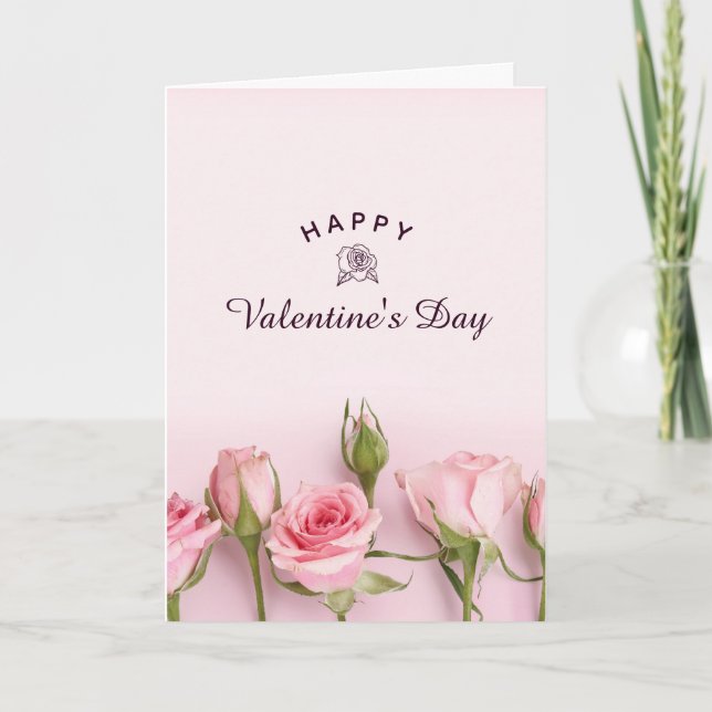 Pink Modern Happy Valentine's Day  Card (Front)