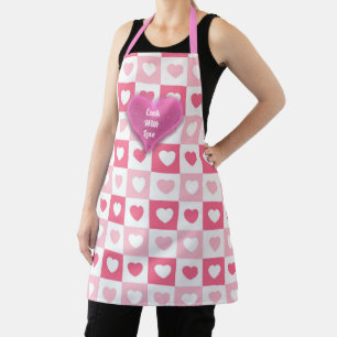 Pink Modern Heart Love Collection Apron