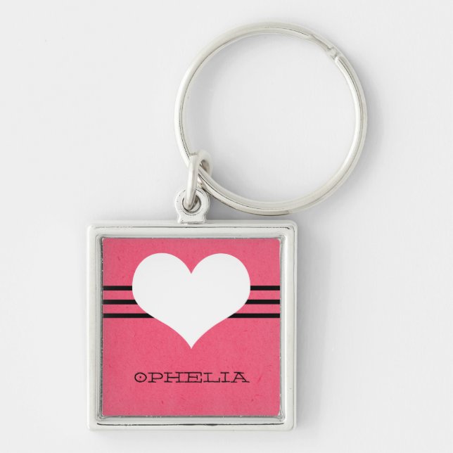 Pink Modern Heart Premium Keychain (Front)