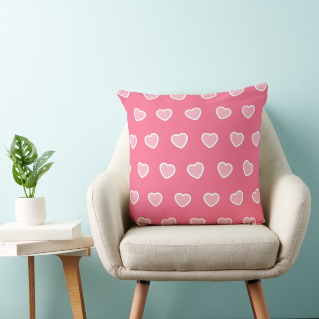 Pink Modern Heart Valentines Day Collection Cushion (Chair)