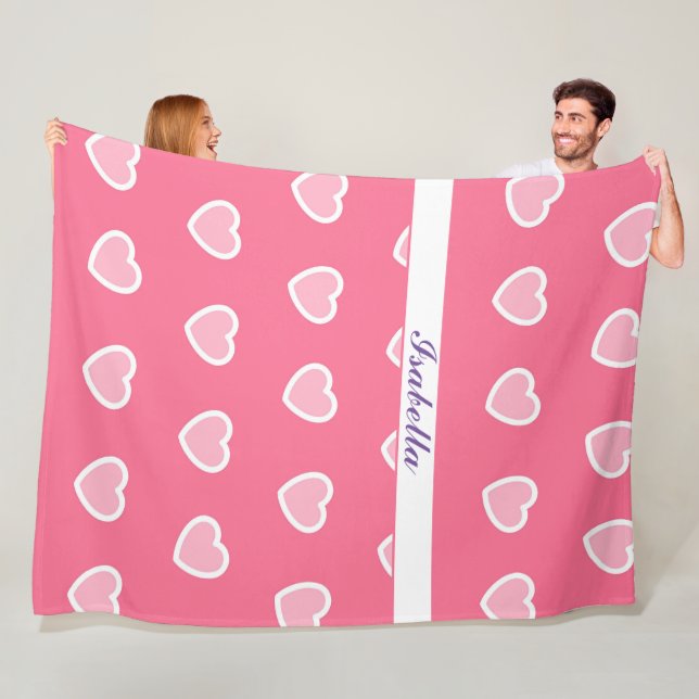 Pink Modern Heart Valentines Day Collection Fleece Blanket (In Situ)