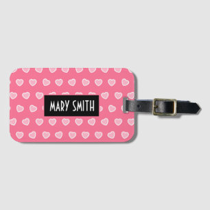 Pink Modern Heart Valentines Day Collection Luggage Tag