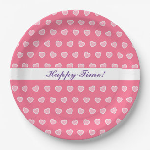Pink Modern Heart Valentines Day Collection Paper Plate