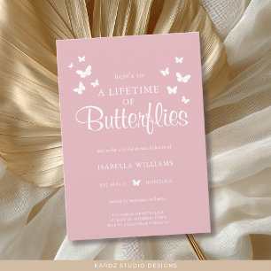Pink Modern Here’s to a Lifetime of Butterflies Invitation