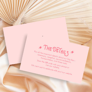 Pink Modern Just Love Wedding Details Card