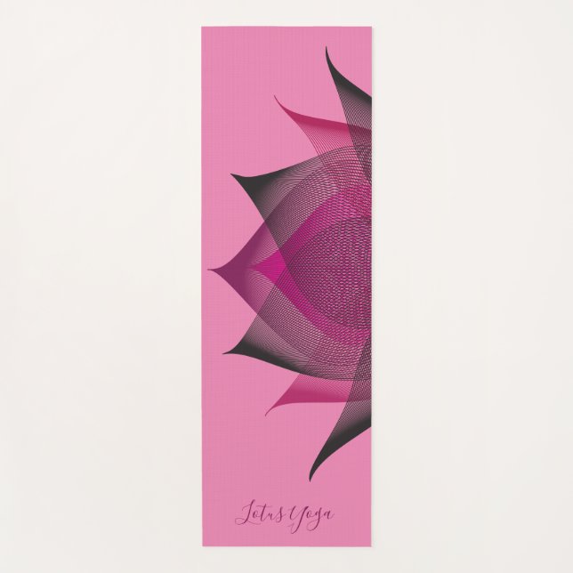Pink Modern Lotus Flower Art Elegant Stylish Girly Yoga Mat (Front)